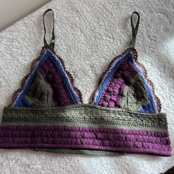 Free People Free Another Weekend Longline Bralette Green purple sz M - Picture 3 of 9